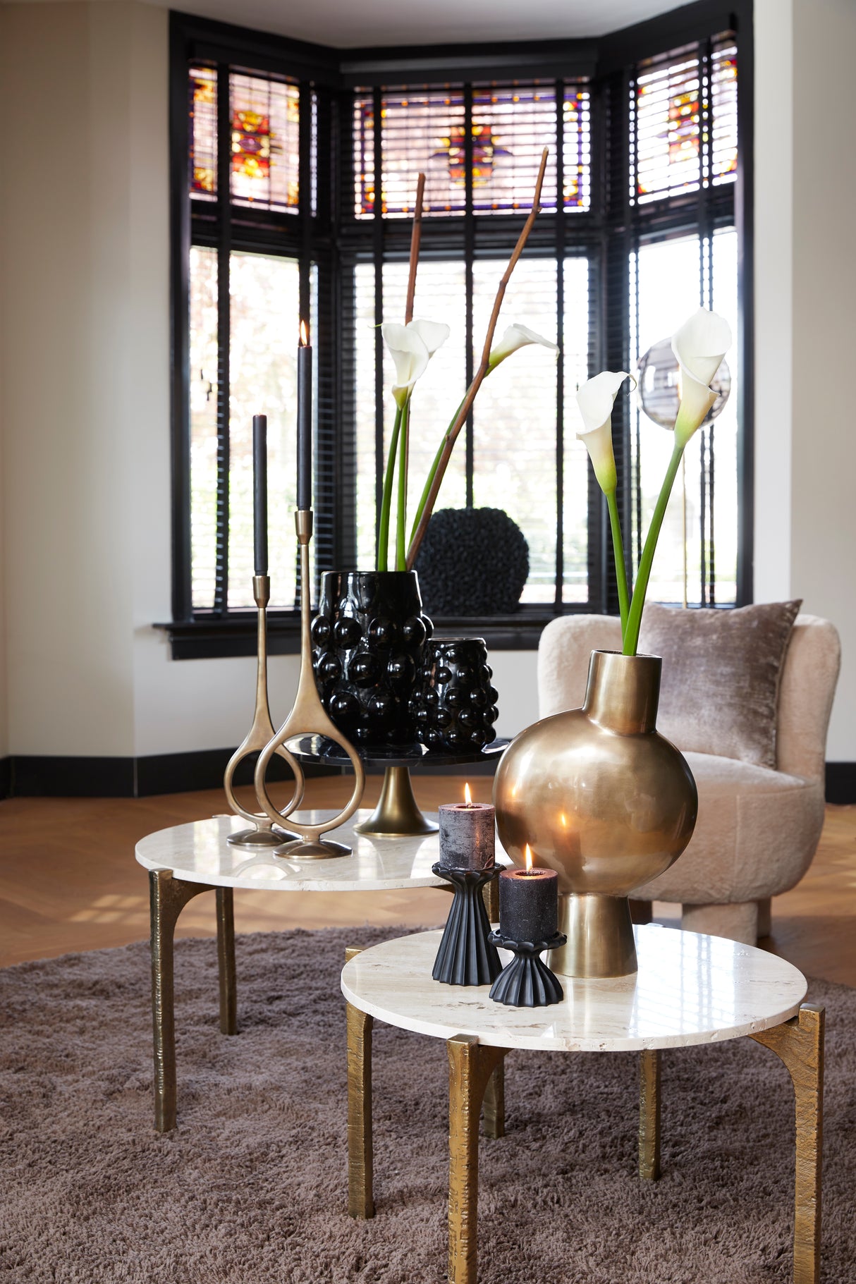 Antique Bronze Candle Holder - 13x46 cm Vintage Elegance