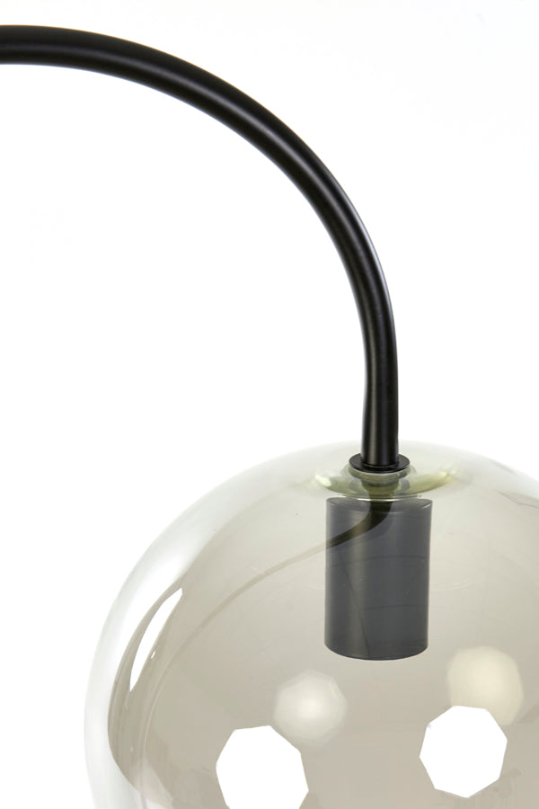 Elegant Floor Lamp with Matt Black Frame and Smoked Glass Elements, 45x28x158 cm