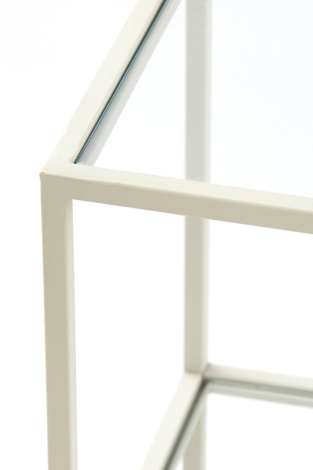 Elegant Aino Glass Console with Cream Finish - 140x35x80 cm
