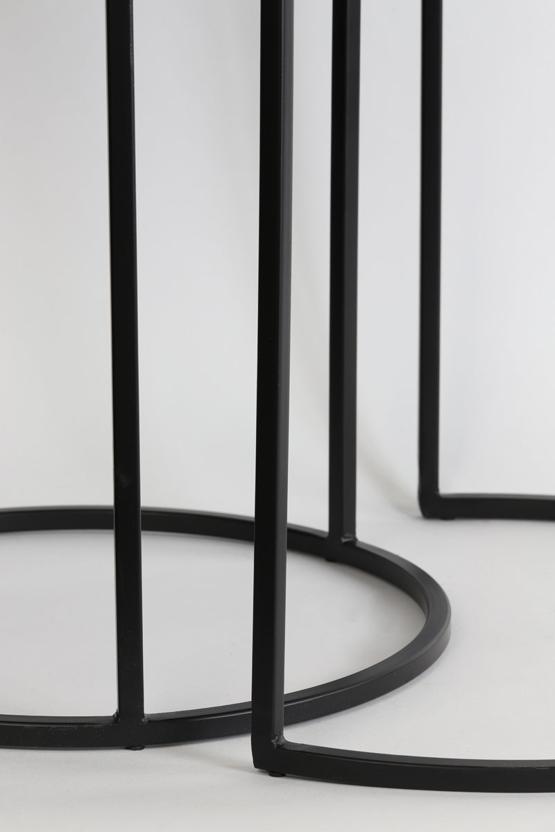 Set of Two Nesting Side Tables Ø40x45 cm and Ø50x52 cm in Ant Copper and Black Finish