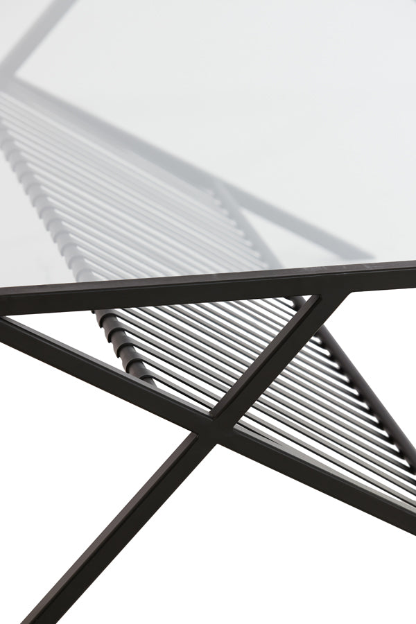 Sleek Ezra Glass Coffee Table - 110x70x40 cm in Clear and Matte Black