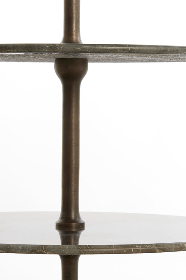 5-Tier Marble Shelving Unit, Ø79x175 cm, Dark Brown Vermentino