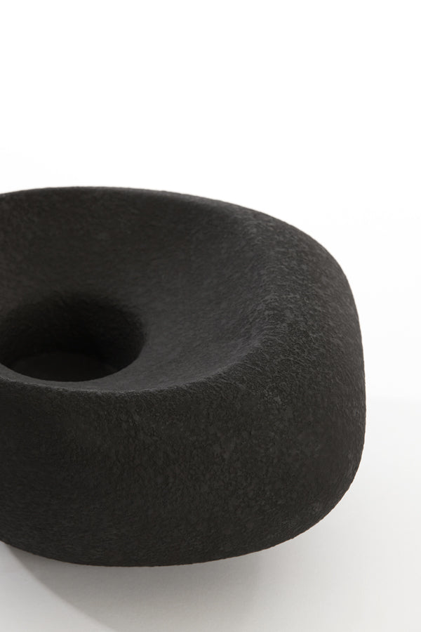 Black Alka Ceramics Tealight Holder, 20.5x20.5x12 cm