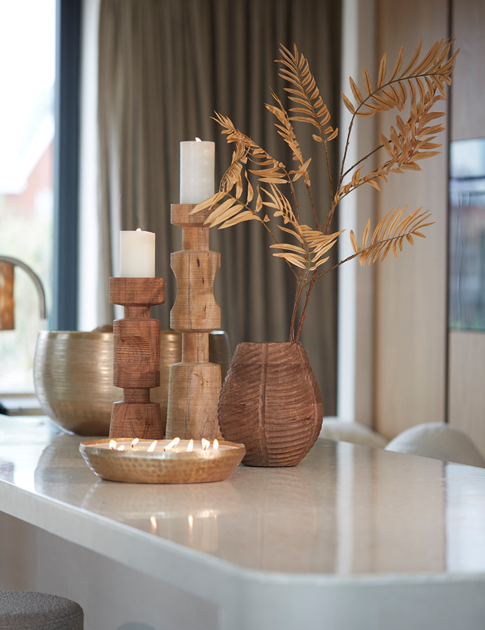 Rustic Wooden Candle Stand 50.5cm Natural Finish