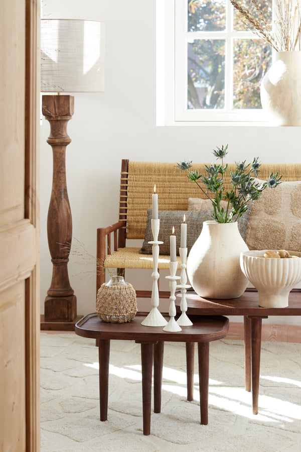 Elegant Cream Casandra Candle Holder, 10.5x39 cm