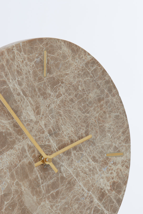 Elegant Brown Moreno Marble Clock with Base - 25.5x10x42.5 cm
