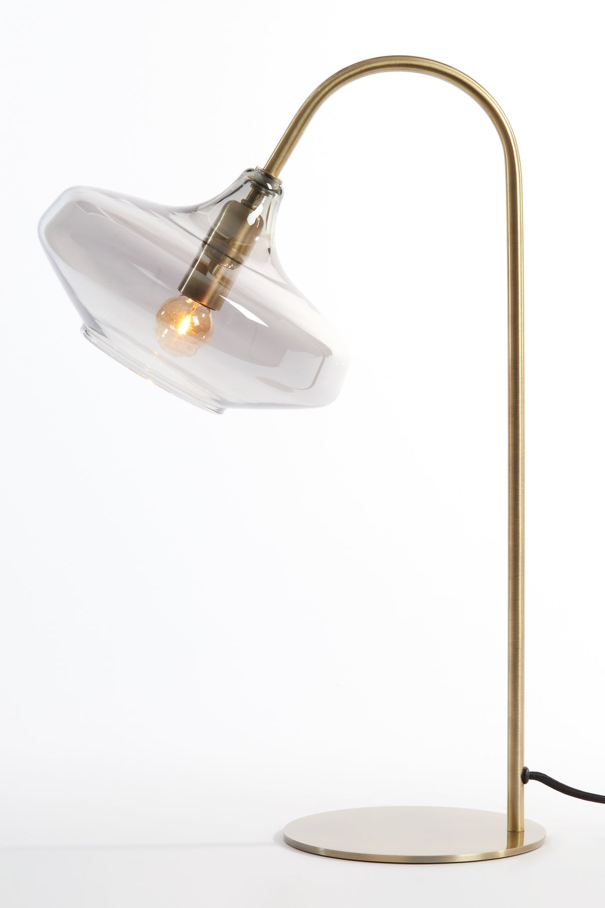 Solna Antique Bronze and Smoked Glass Table Lamp - E14, 31x22x50 cm