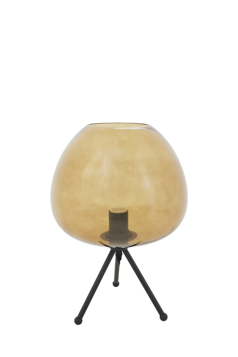 Elegant Mayson Glass Table Lamp in Warm Amber Hue and Matte Black Finish