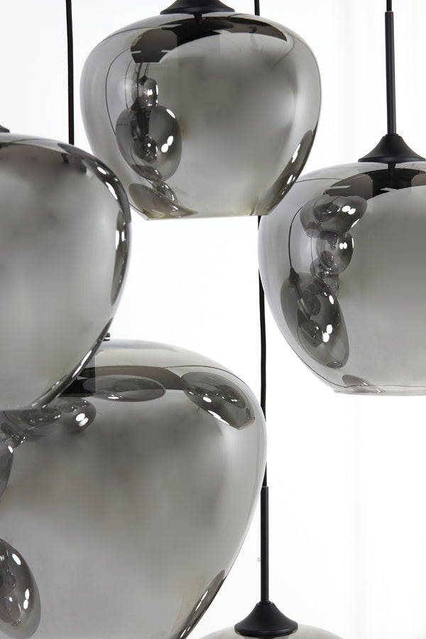 Elegant Mayson Chandelier 10-Light - Smoked Glass & Matte Black, 120x60x110 cm