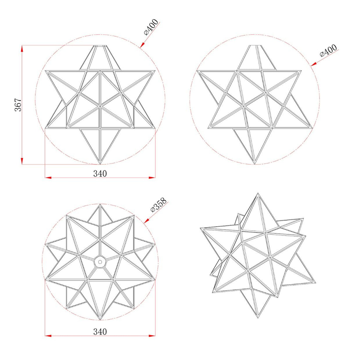 Ilario Large Star Pendant Antique Brass & Glass