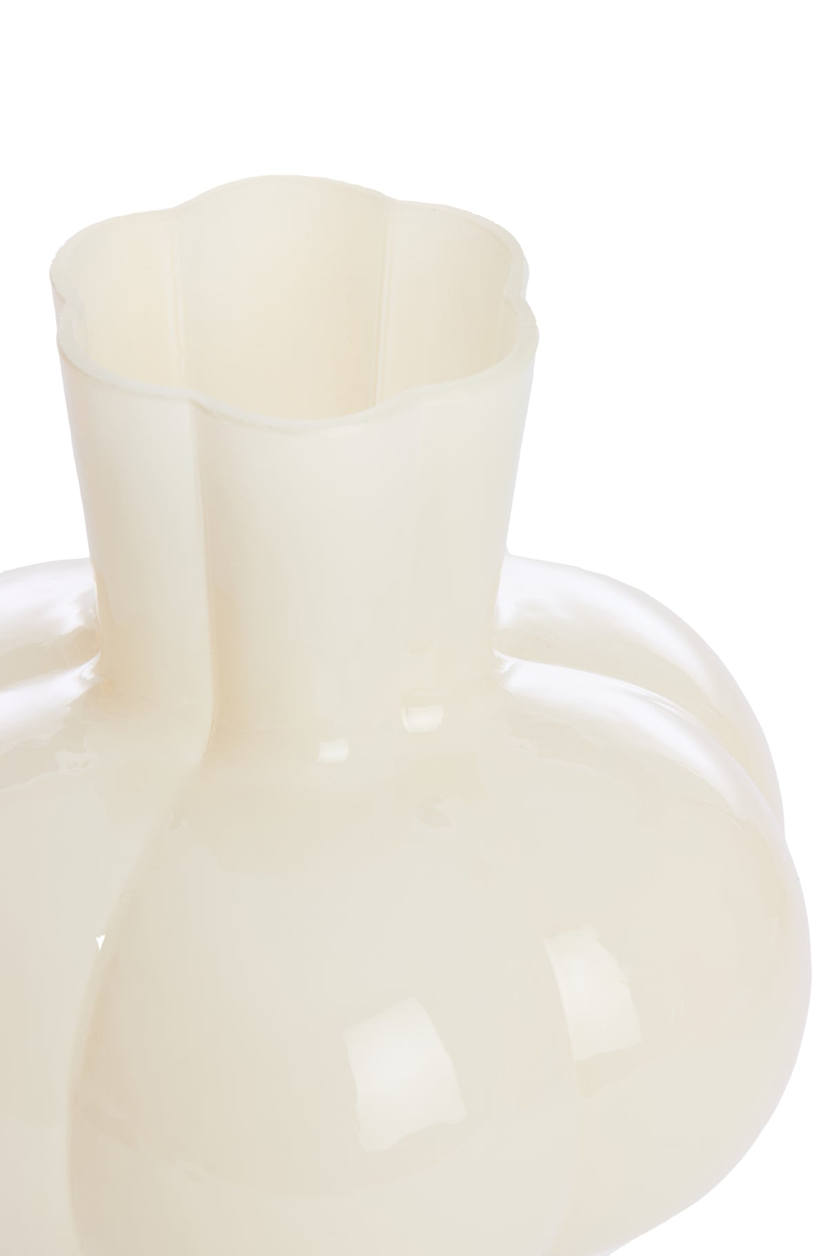 Elegant Cream Glass Vase - Kortosi Collection Ø22.5x24 cm