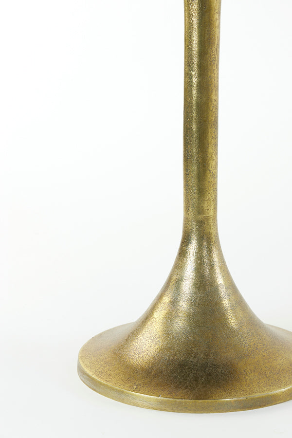 Yellow Agate & Antique Bronze Round Side Table - Ø48x53 cm