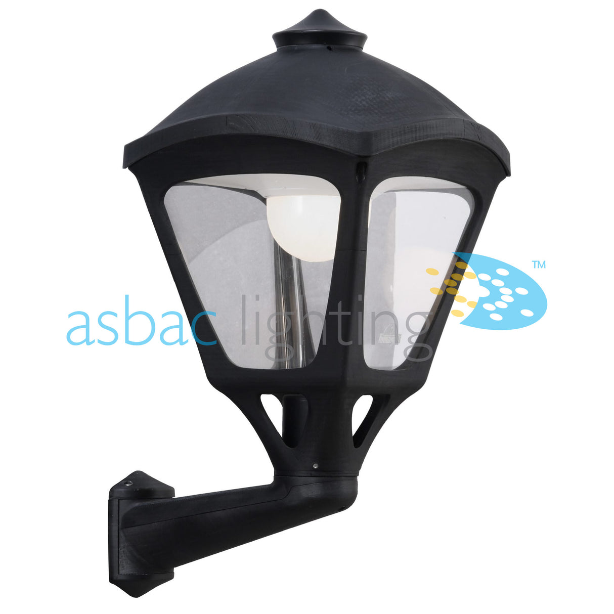 Sergio Iole 30W E27 HighPower LED CCT, Modern Wall Lantern, Black/Clear