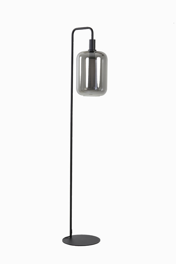 Elegant Lekar Black Floor Lamp with Smoked Glass, 35.5x28x155 cm