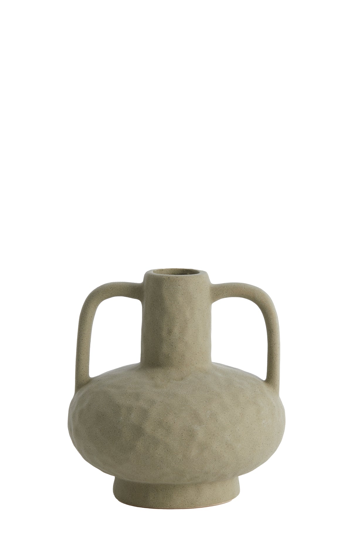 Ceramic Vase 19.5x20 cm in Matte Olive Green Finish