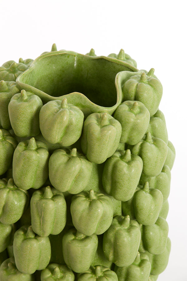 Elegant Ceramic Bellpepper Vase in Matte Green - 35x33x47 cm