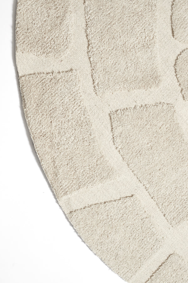 Round Beige Bajelo Area Rug 220 cm