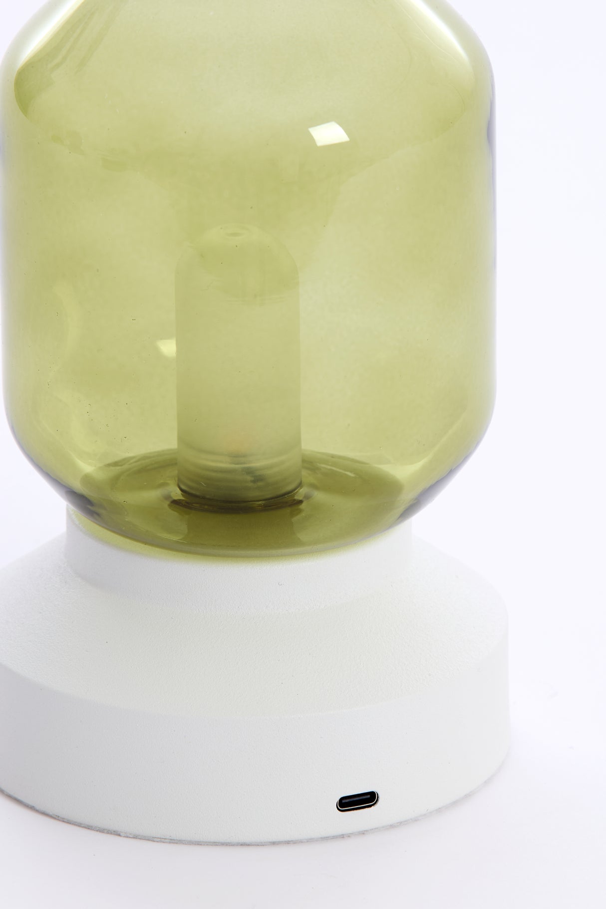 Elegant Merey Glass LED Table Lamp - Green & Cream, 11x19 cm