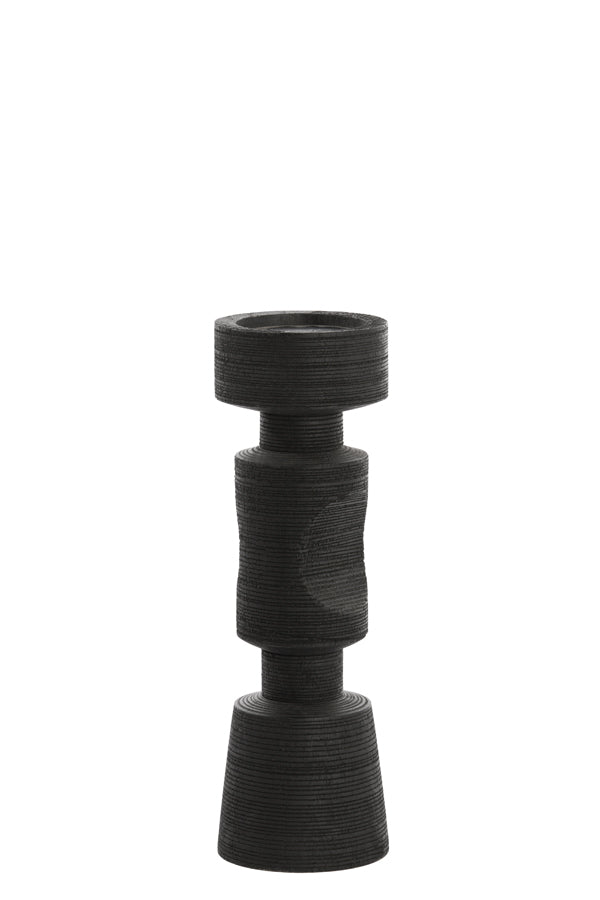 Matte Black Exumas Wood Candle Holder - 35.5 cm x 10.5 cm