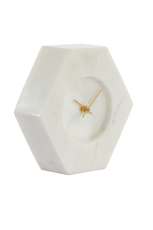 Elegant Chere White Marble Clock 19x6.5x19 cm