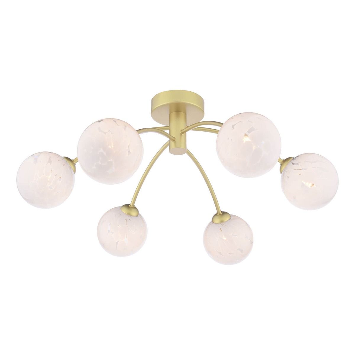 Izzy 6 Light Semi-Flush Matt Gold With White Confetti Glass