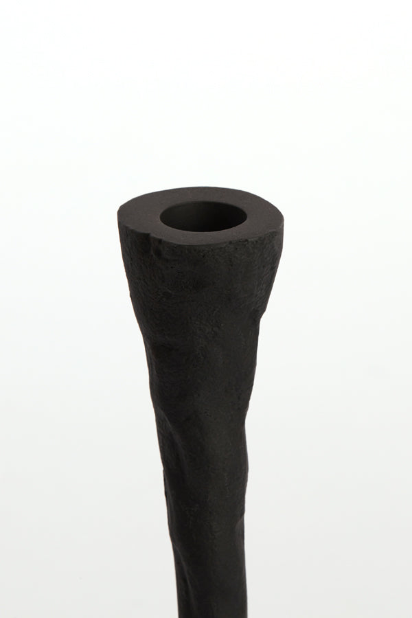 Elegant Matt Black Candle Holder, 9x16 cm Solamaza Design