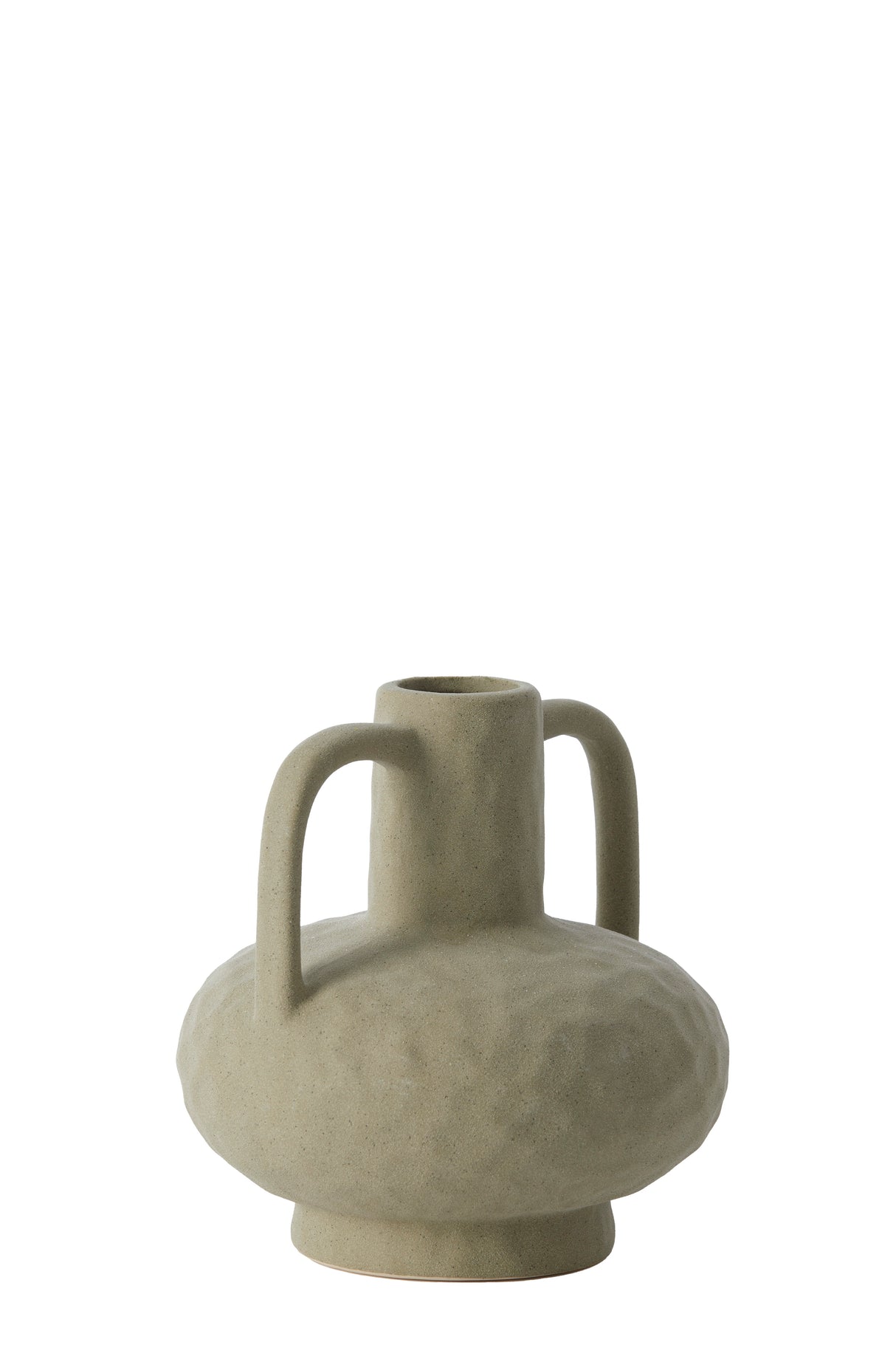 Ceramic Vase 19.5x20 cm in Matte Olive Green Finish
