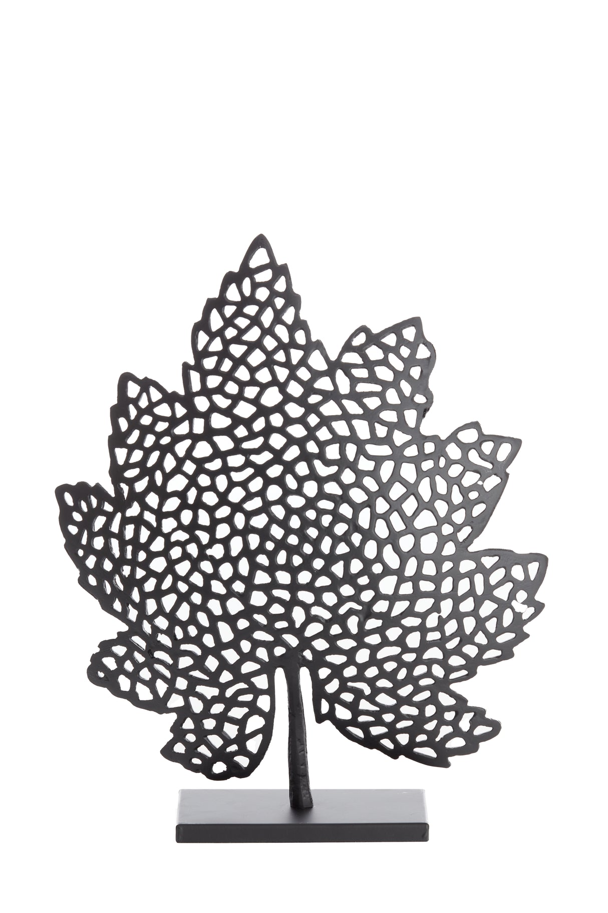 Black Leaf Ornament on Stand 36x10x41 cm