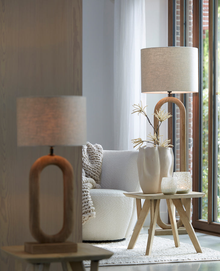 Rustic Elegance: Wooden Floor Lamp 35x20x119 cm