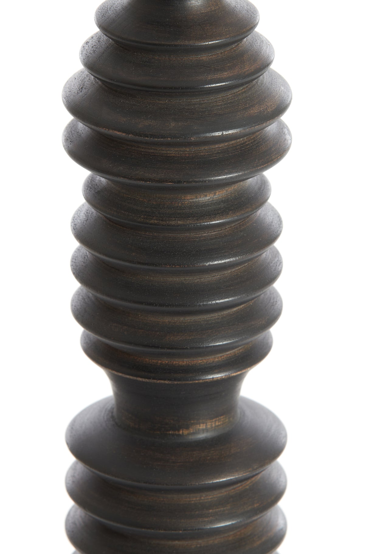 Elegant Dark Brown Wooden Candle Holder Ø7.5x45.5 cm