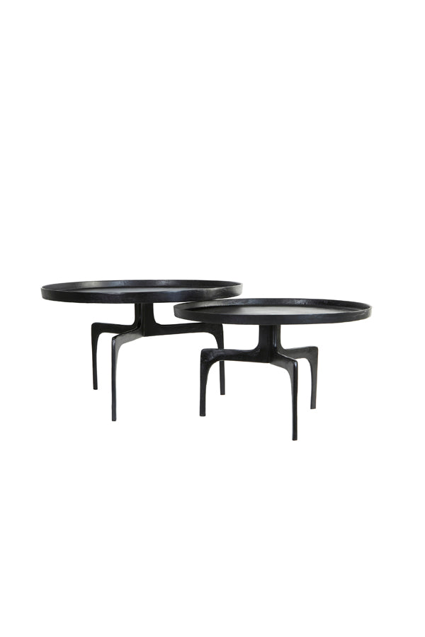 Rustic Elegance: Set of Two Dark Bronze Coffee Tables (Ø64x39 & Ø75x44 cm)