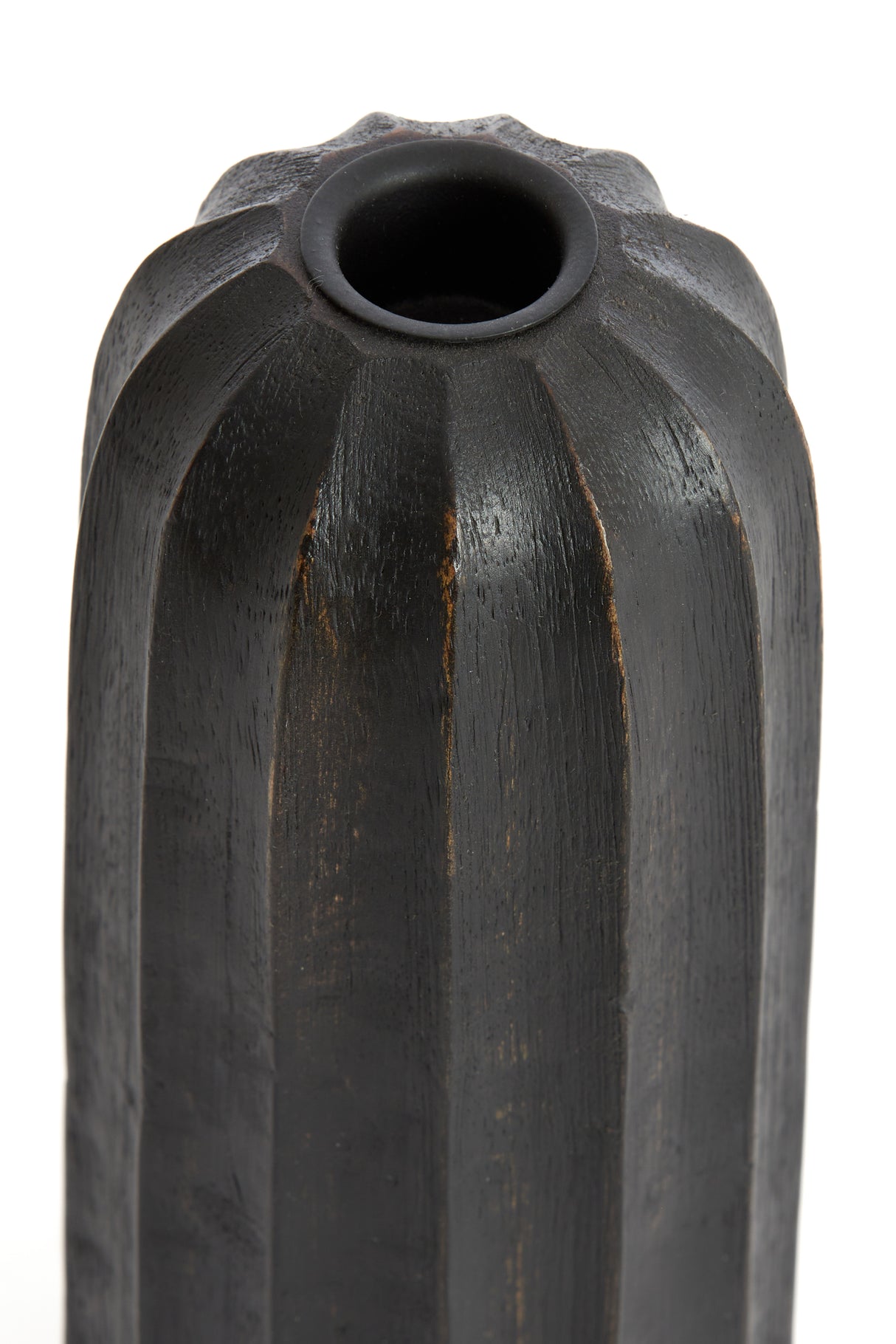 Elegant Wooden Candle Holder - Dark Brown, 18.5 cm