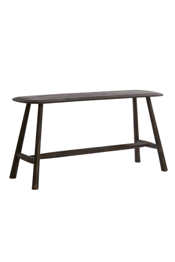 Rustic Wooden Bench with Carved Deer Accents, 90x33x46 cm, Dark Brown Finish