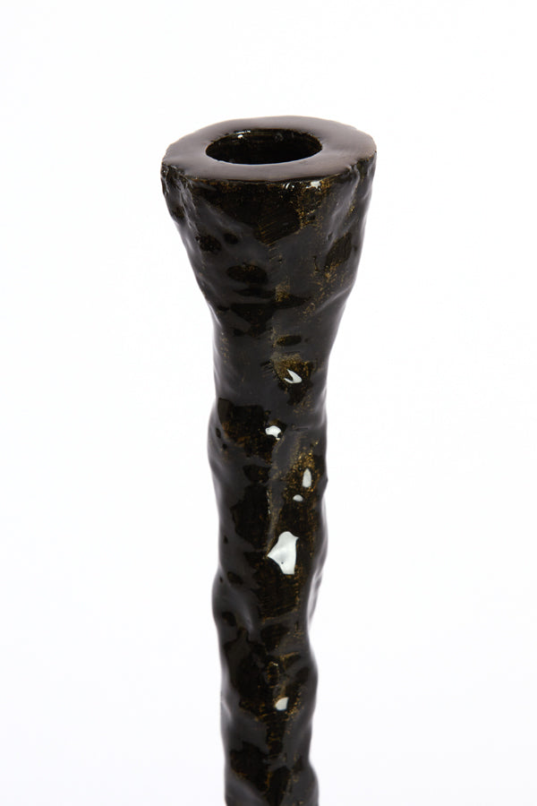 Elegant Dark Bronze Candle Holder - 12x41 cm Solamaza Design