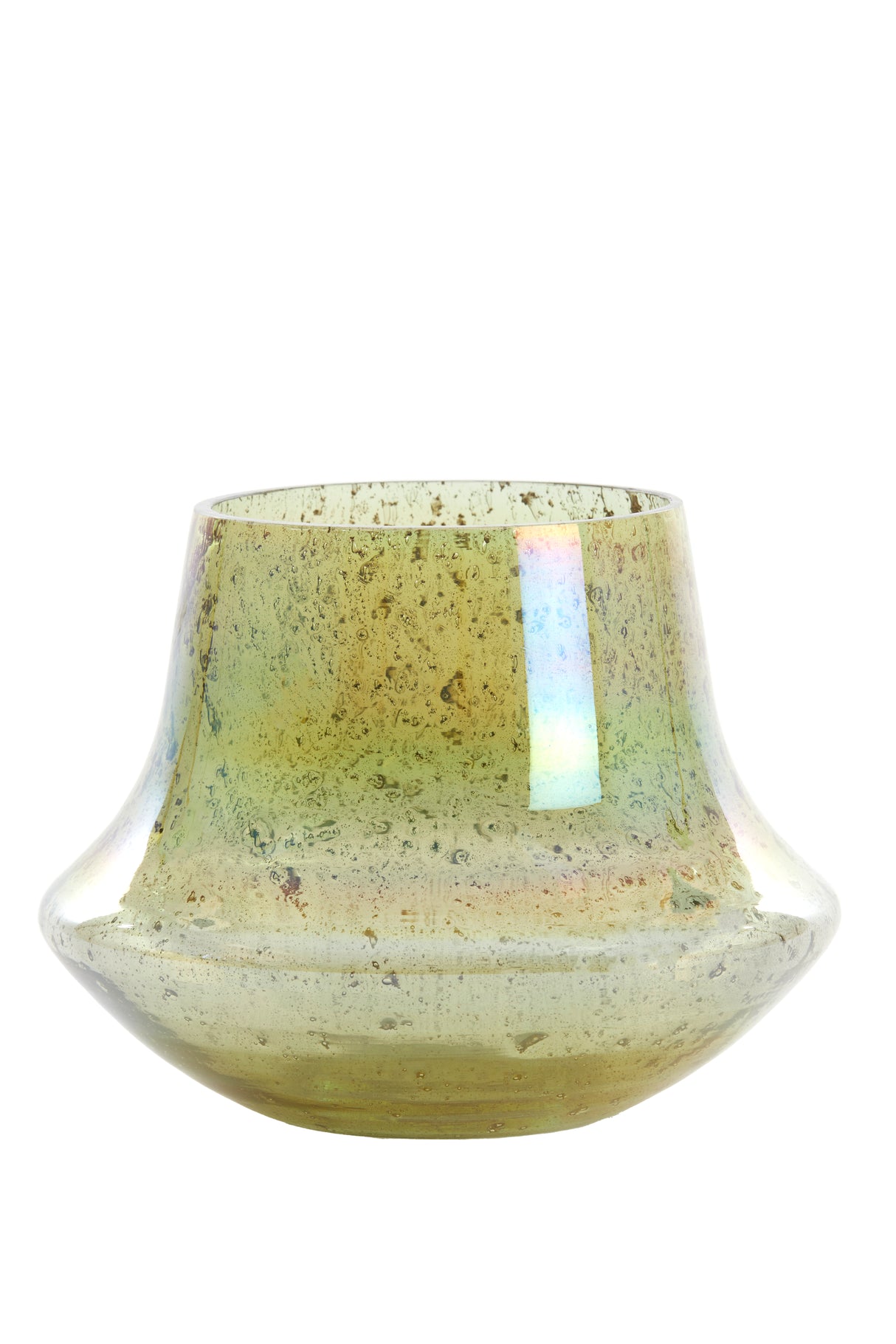 Emerald Glass Vase with Stone Finish - 23cm x 18cm