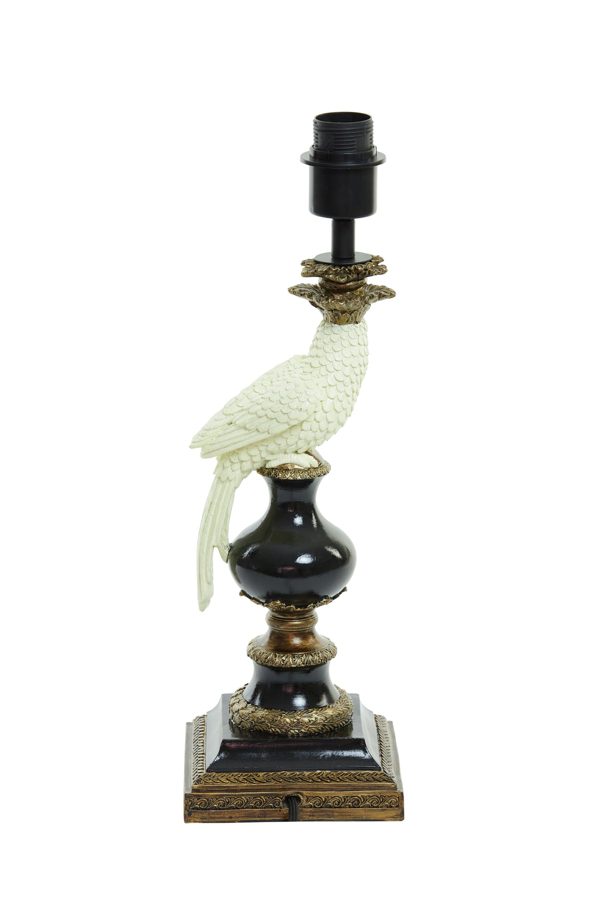 Elegant Nyasa Black-Cream Lamp Base, 14.5x14.5x46.5 cm