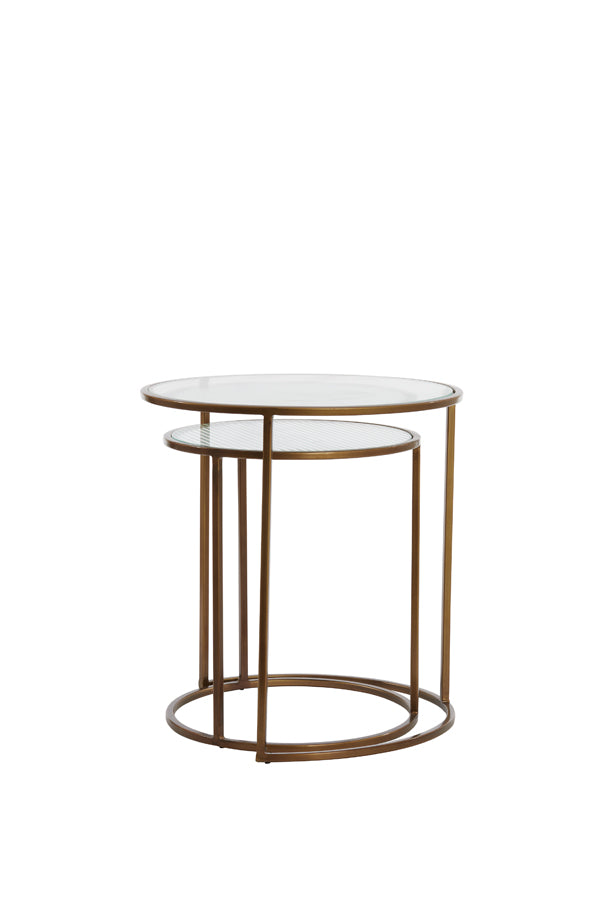 Elegant Nesting Glass and Gold Side Tables Set of 2 - Ø40x45 & Ø50x52 cm