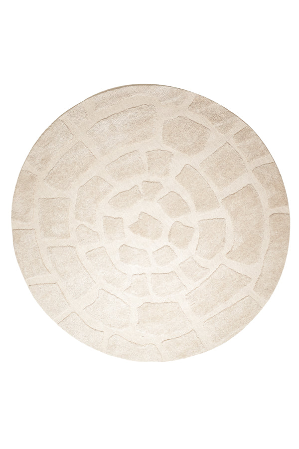 Round Beige Bajelo Area Rug 220 cm