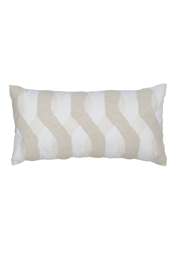 Elegant Bendigo Lumbar Pillow in Beige, Gold, and White - 60x30 cm