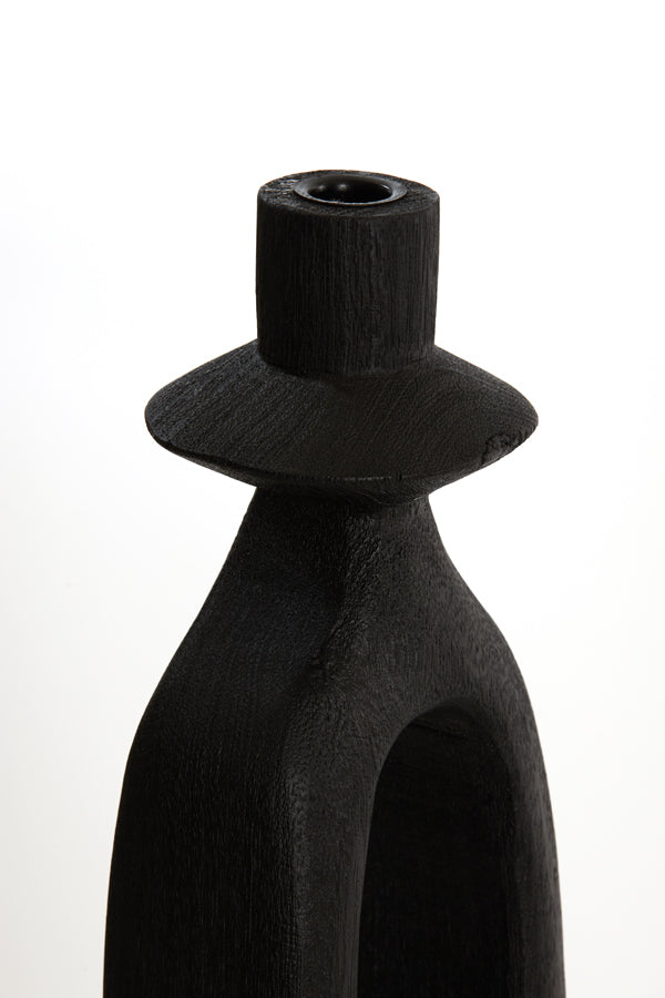 Elegant Django Black Wooden Candle Holder - 14x14x50 cm