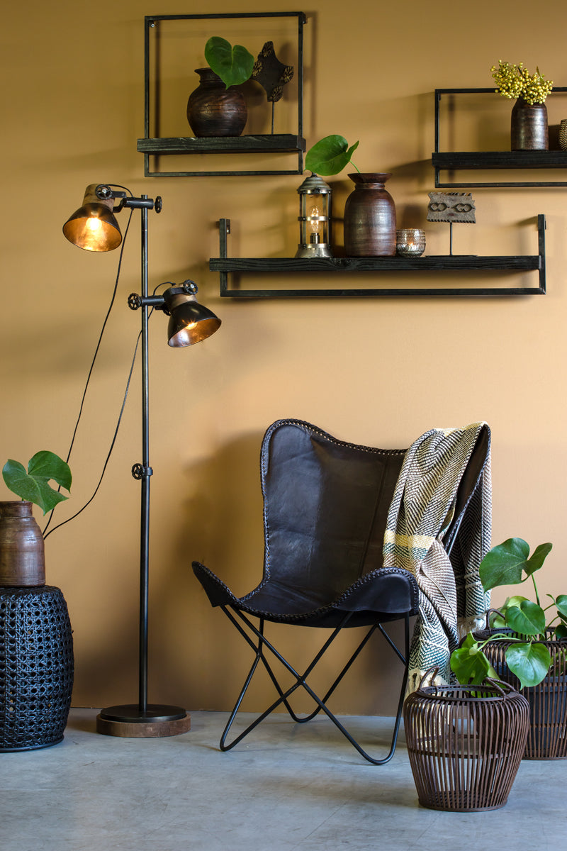 Maddison Matte Black Wood Wall Shelf 50x15x50 cm