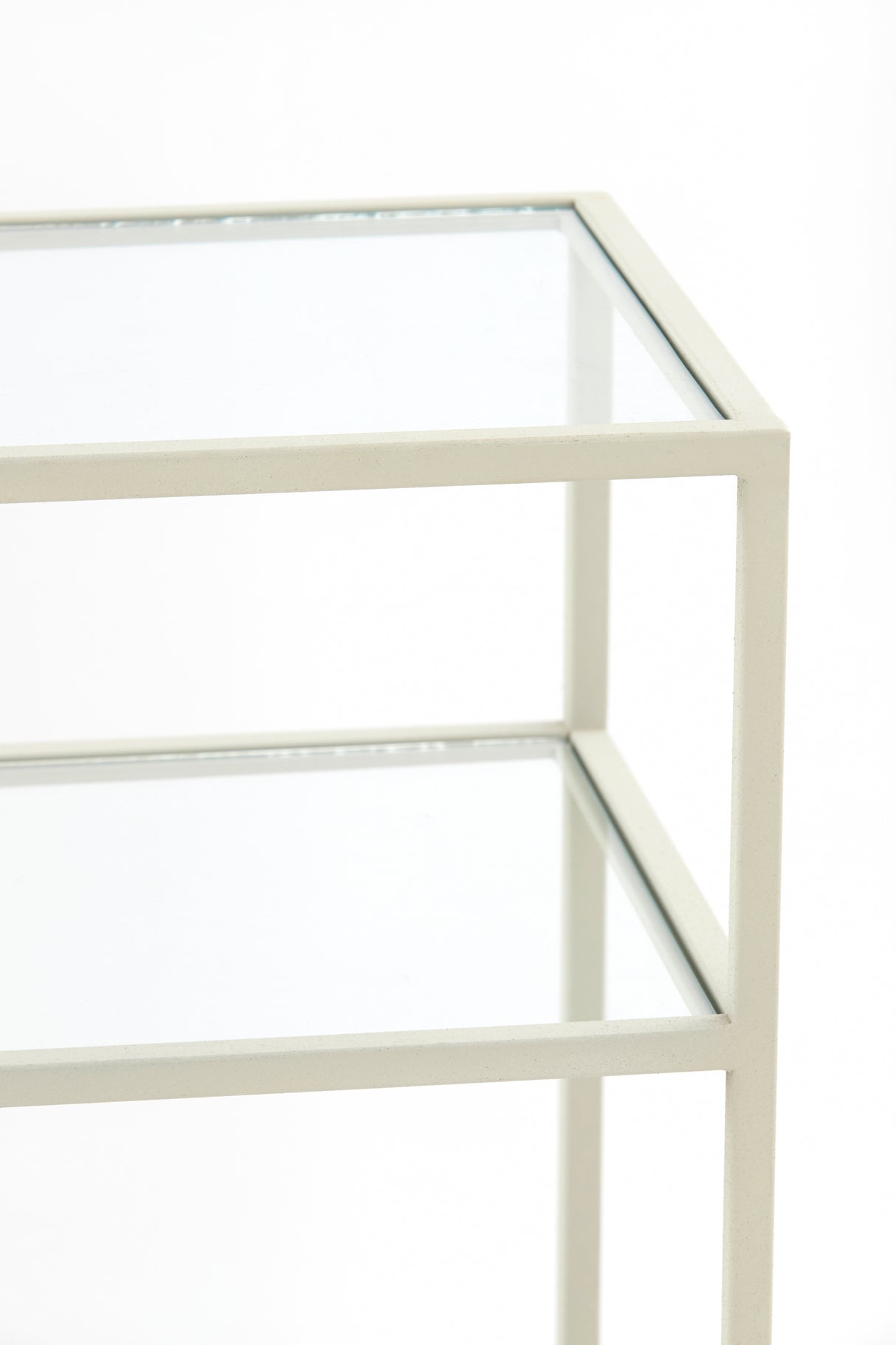 Elegant Aino Glass Console with Cream Finish - 140x35x80 cm