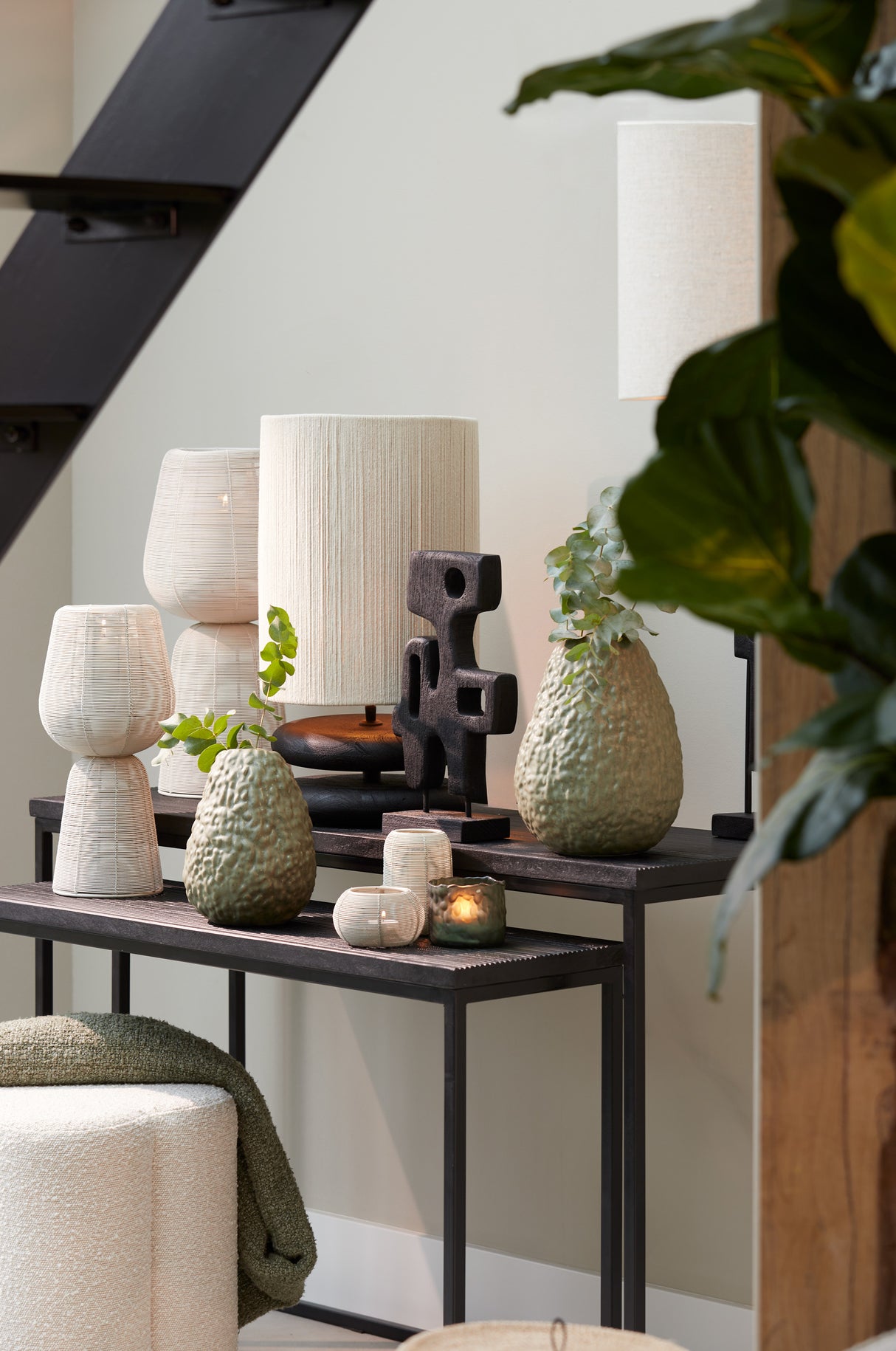 Olive Green Avocado-Shaped Ceramic Vase - 22.5x22x29.5 cm