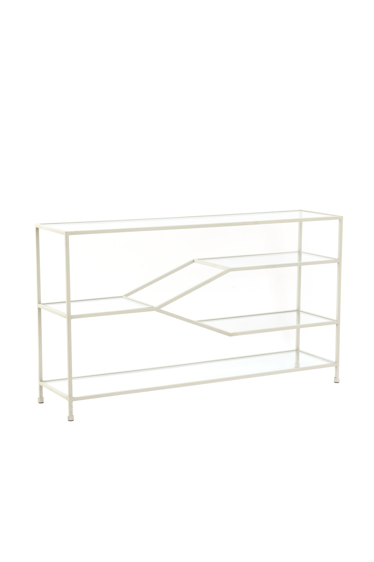 Elegant Aino Glass Console with Cream Finish - 140x35x80 cm