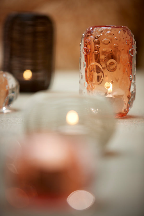 Finley Peach Glass Tealight Holder Ø8x13 cm