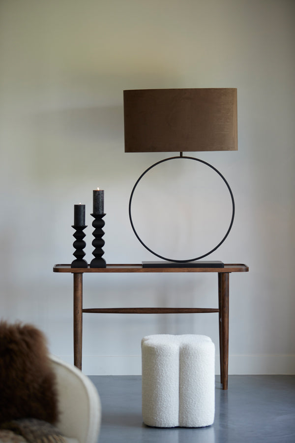 Elegant Black Wooden Candle Holder, 33.5 cm Tall