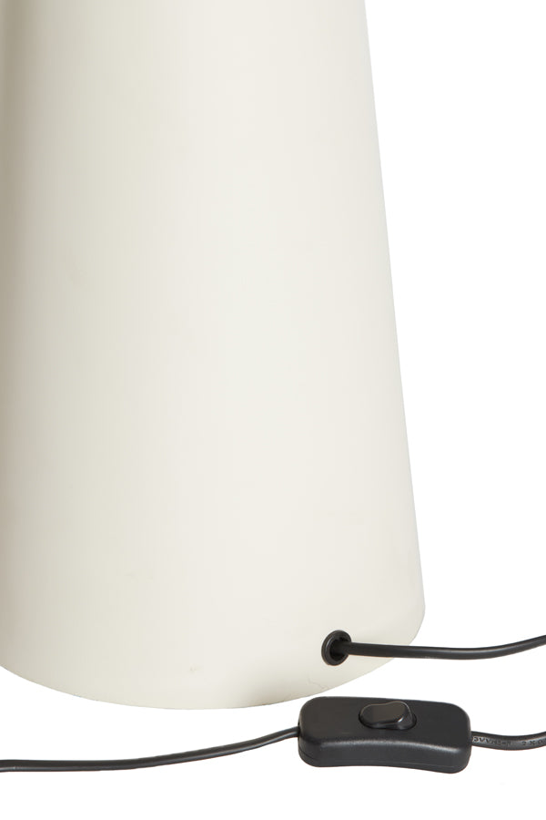 Ceramic Cylindrical Lamp Stand in Matte Cream (18x43 cm)