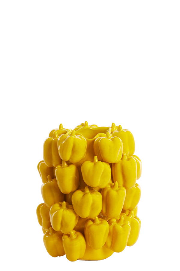 Vibrant Yellow Ceramic Vase 23.5x23x32.5 cm - Bellpepper Design