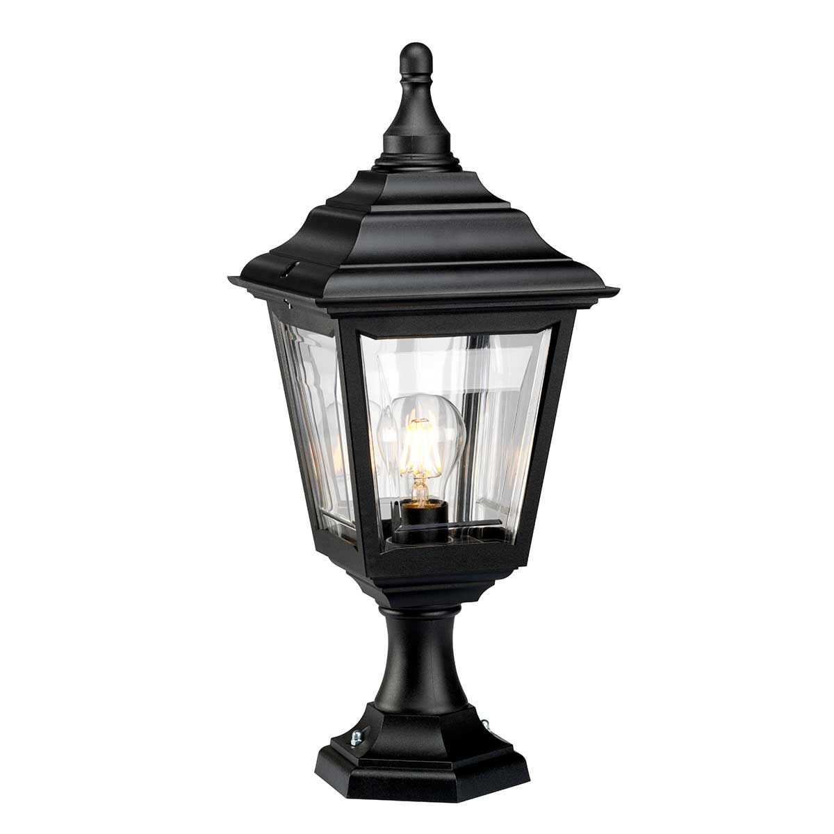 Black Kerry Pedestal/Porch Light - Modern Coastal Design