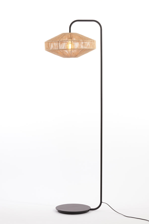 Lyra Natural and Matte Black Floor Lamp, 43x164 cm